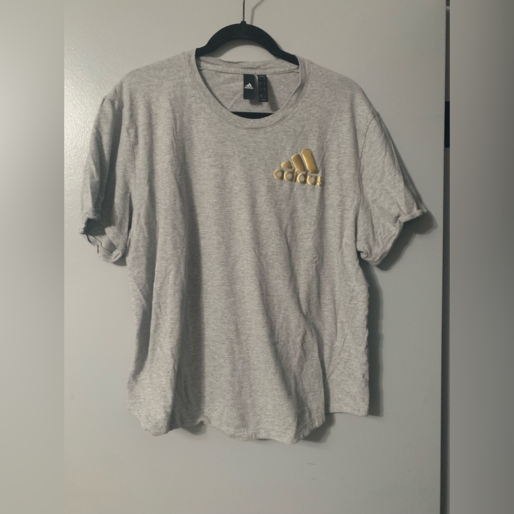 Adidas Light Gray T-Shirt with Gold Logo